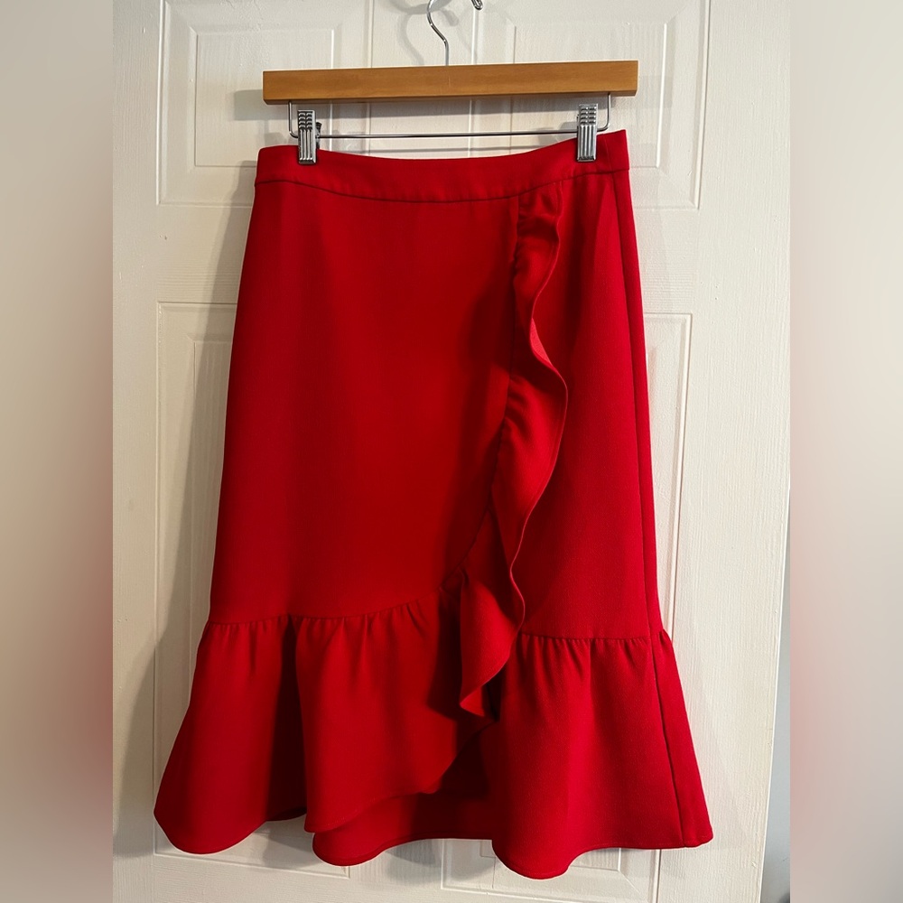 FAUX WRAP BODEN RUFFLE SKIRT - SIZE 4